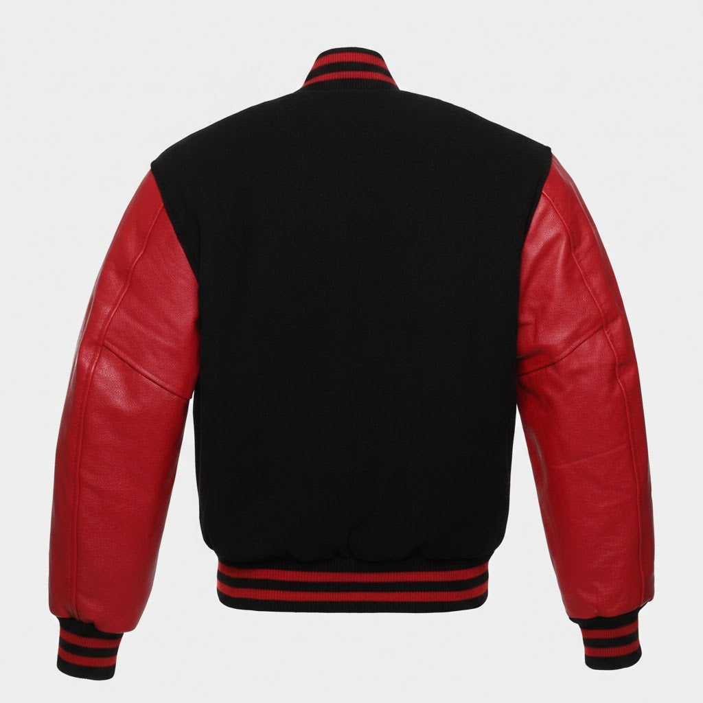 Red & Black Men’s Leather Varsity Jacket