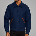 Royal Blue Varsity Jacket – Navy Wool Blend with Embroidery