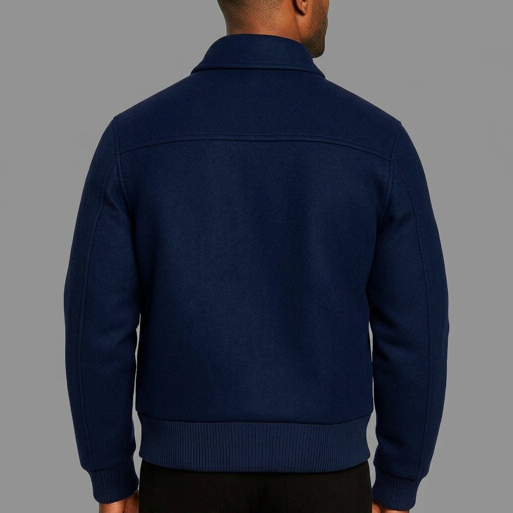 Royal Blue Varsity Jacket – Navy Wool Blend with Embroidery