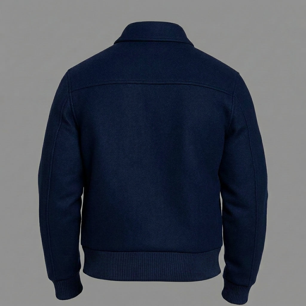 Royal Blue Varsity Jacket – Navy Wool Blend with Embroidery