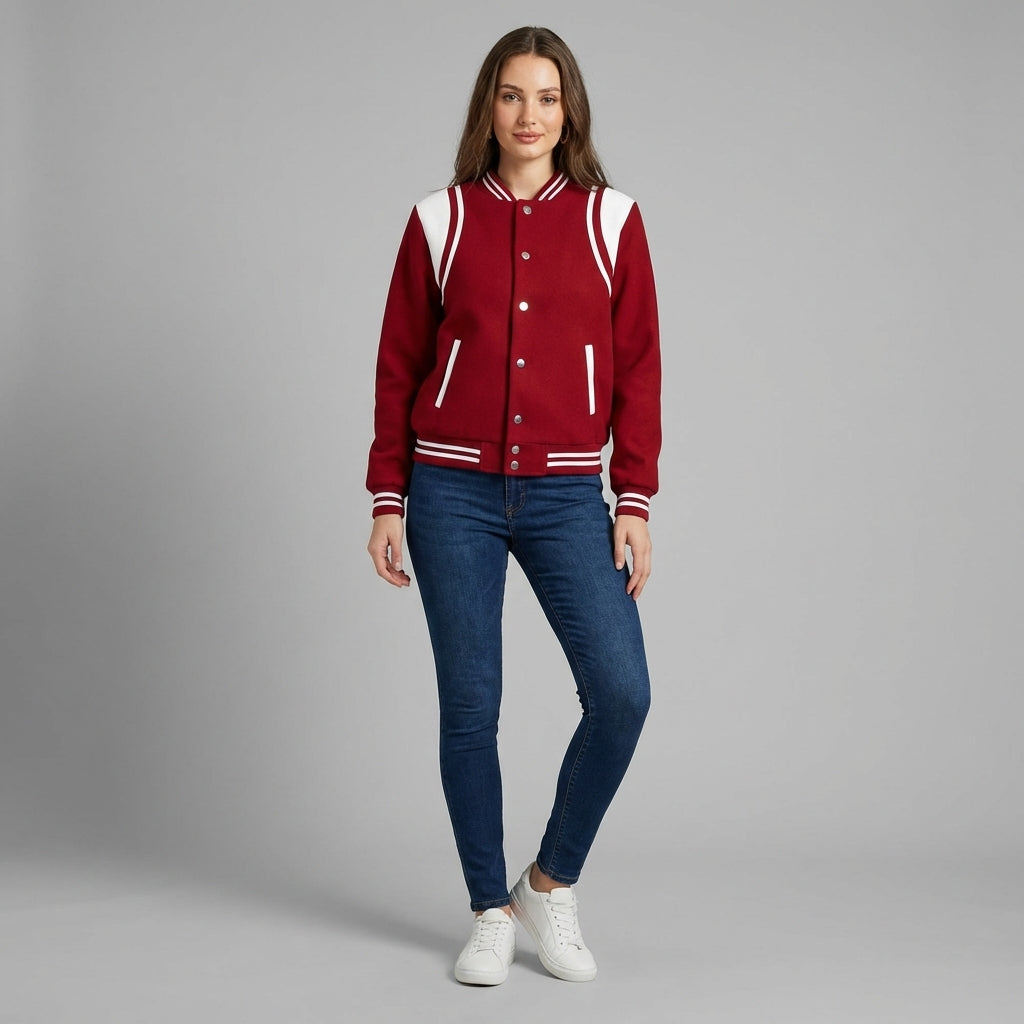 Scarlet Vibe Women’s Varsity Jacket