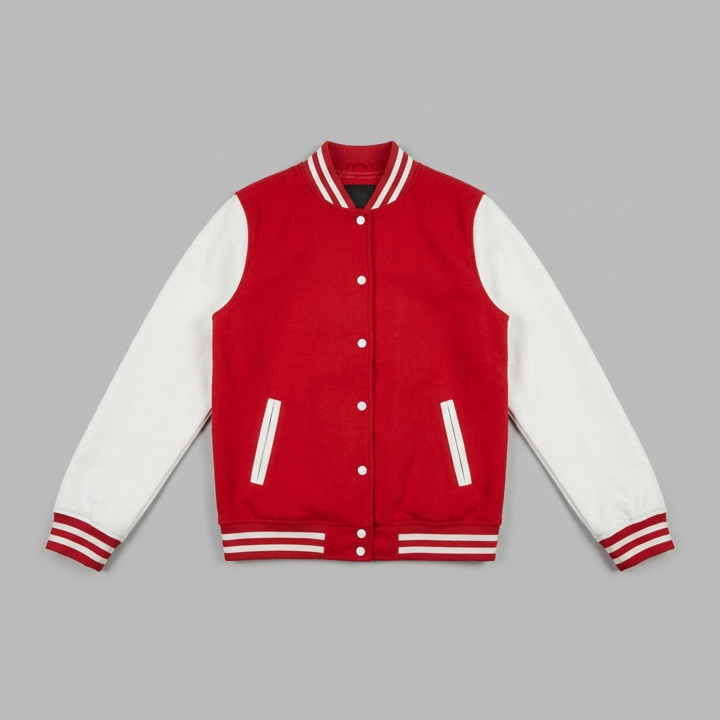 Scarlet & Ivory Red Women Varsity Jacket
