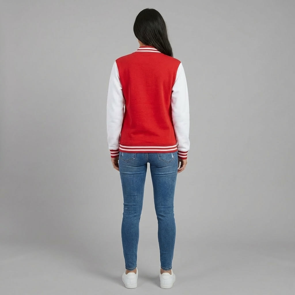 Scarlet & Ivory Red Women Varsity Jacket