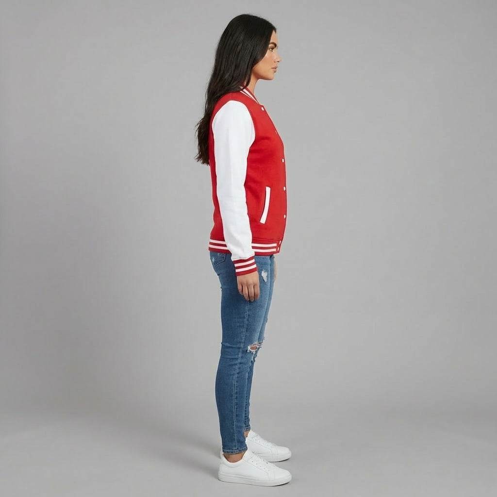 Scarlet & Ivory Red Women Varsity Jacket