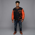 Men’s Red & Black Varsity Jacket – Patchwork Streetwear