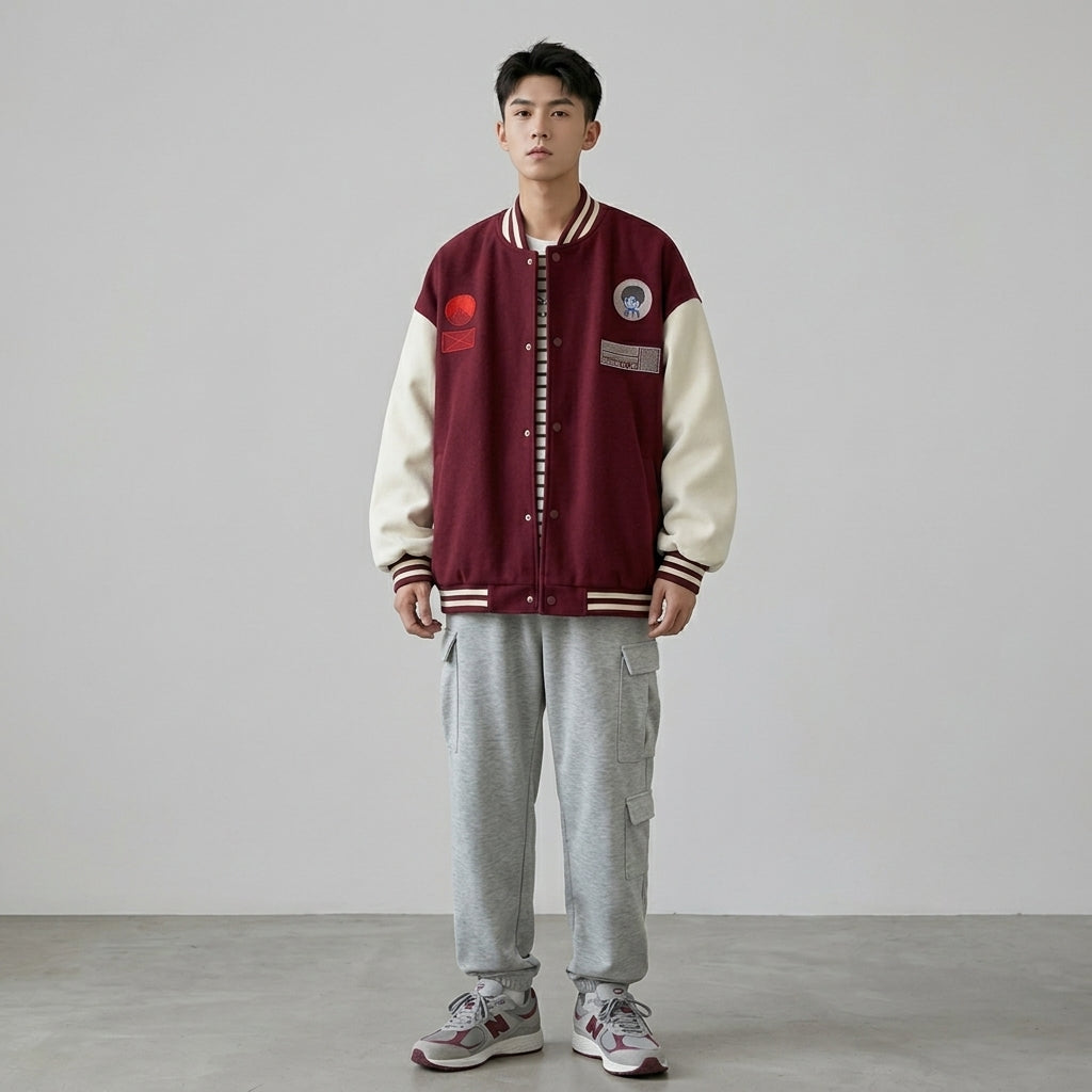 Men’s Oversized Vintage Graphic Baseball Jacket – Retro Streetwear StyleMen’s Oversized Vintage Graphic Baseball Jacket – Retro Streetwear Style
