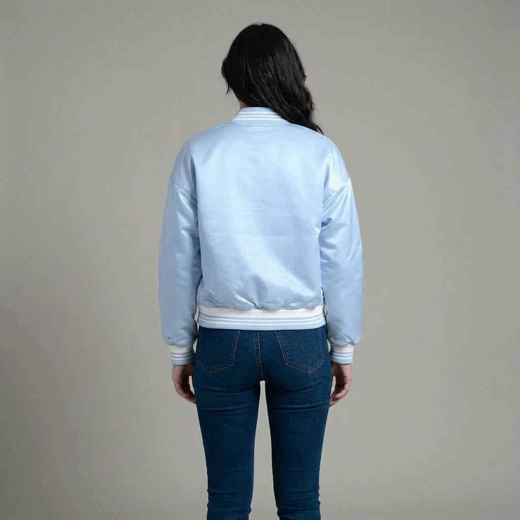 Sky Blue Chic Women’s Varsity Jacket