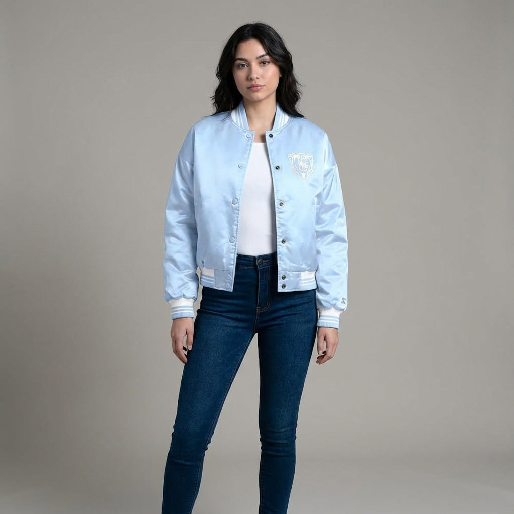 Sky Blue Chic Women’s Varsity Jacket