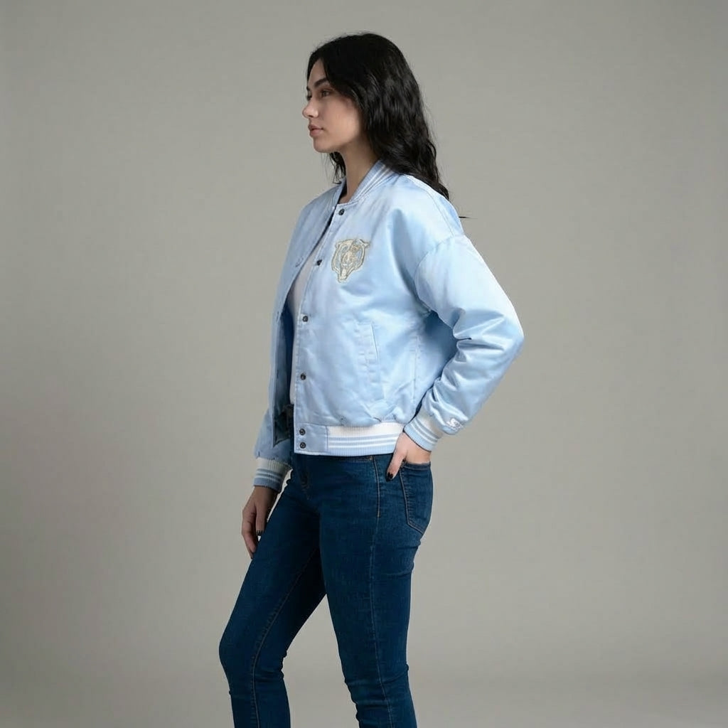 Sky Blue Chic Women’s Varsity Jacket
