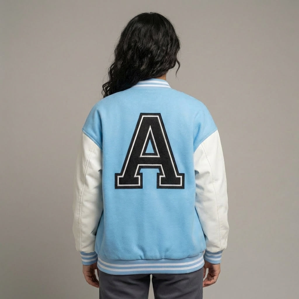Sky Blue Classic Women’s Varsity Jacket