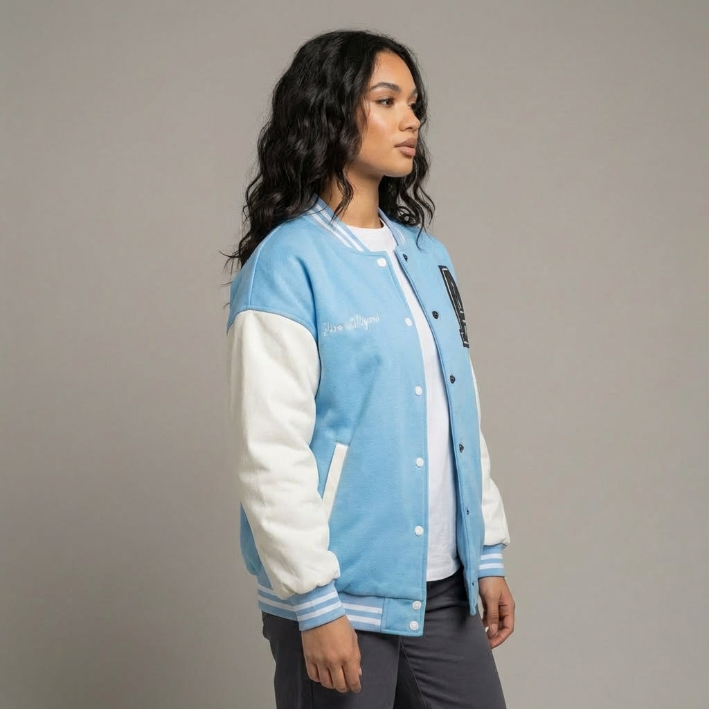 Sky Blue Classic Women’s Varsity Jacket
