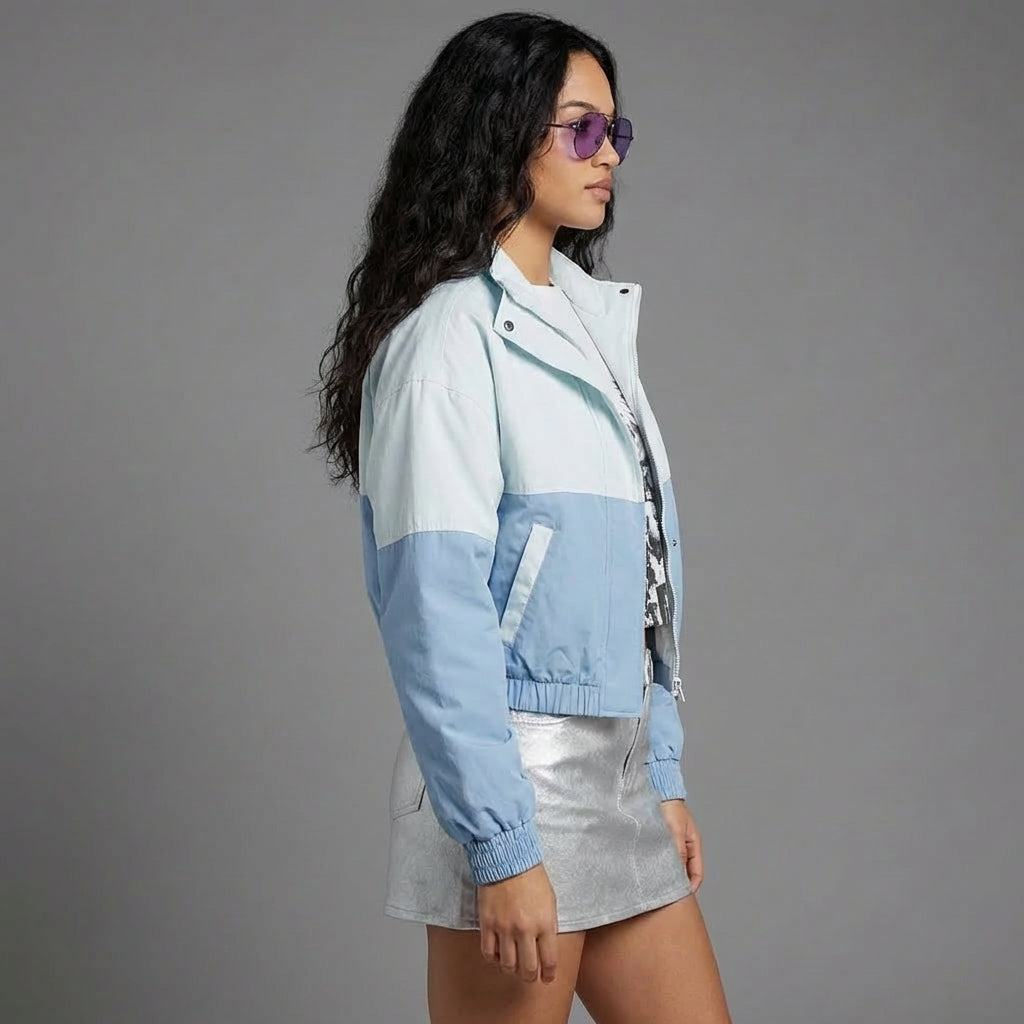 Sky Blue & White Women’s Varsity Jacket