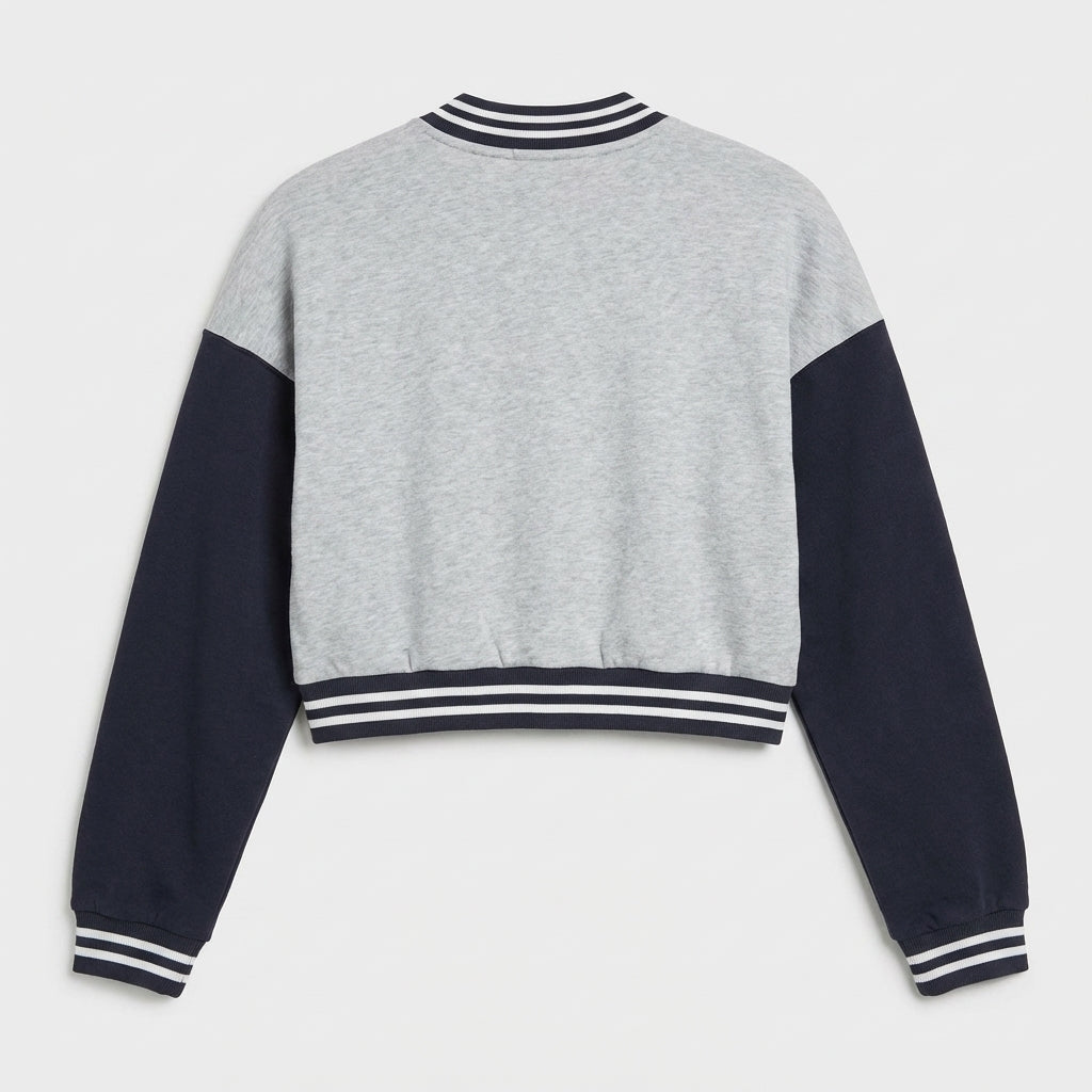 Slate Grey & Navy Blue Women’s Varsity Jacket