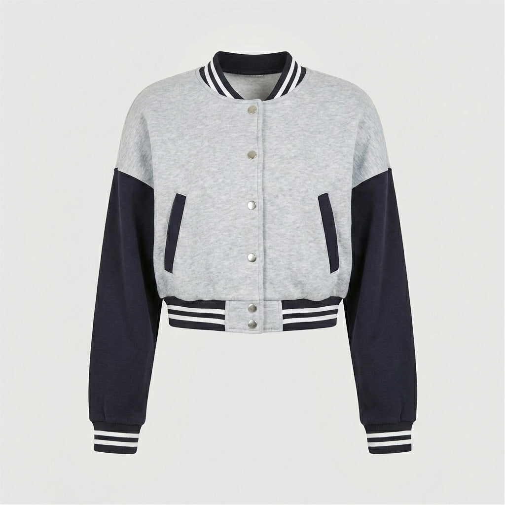 Slate Grey & Navy Blue Women’s Varsity Jacket