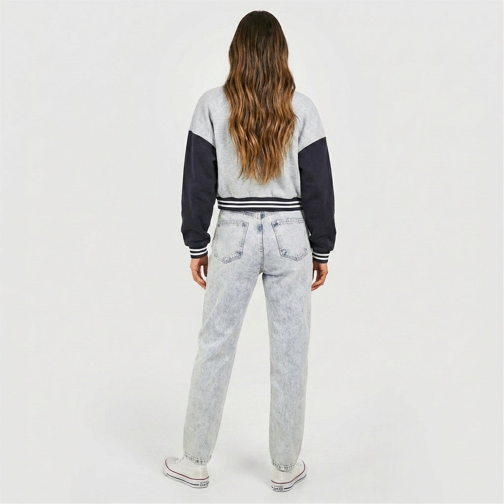 Slate Grey & Navy Blue Women’s Varsity Jacket