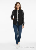 Sleek Black Leather Women's Varsity Jacket