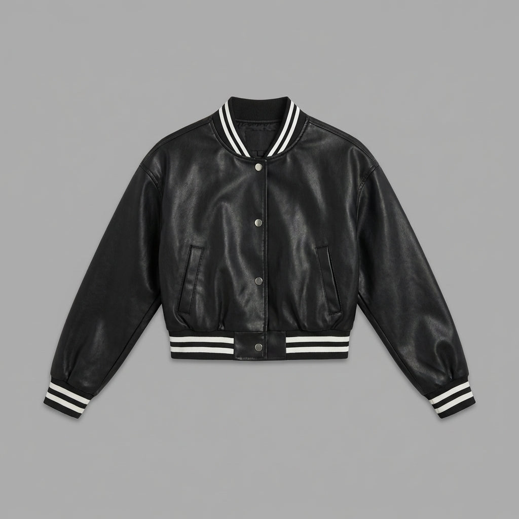 Sleek Black Women’s Varsity Jacket