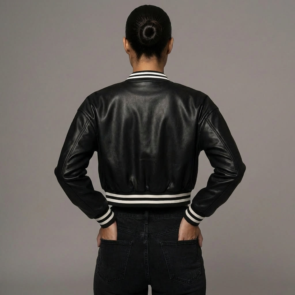 Sleek Black Women’s Varsity Jacket