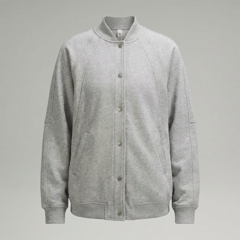 Sleek Grey Women’s Varsity Jacket