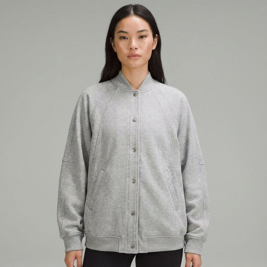 Sleek Grey Women’s Varsity Jacket