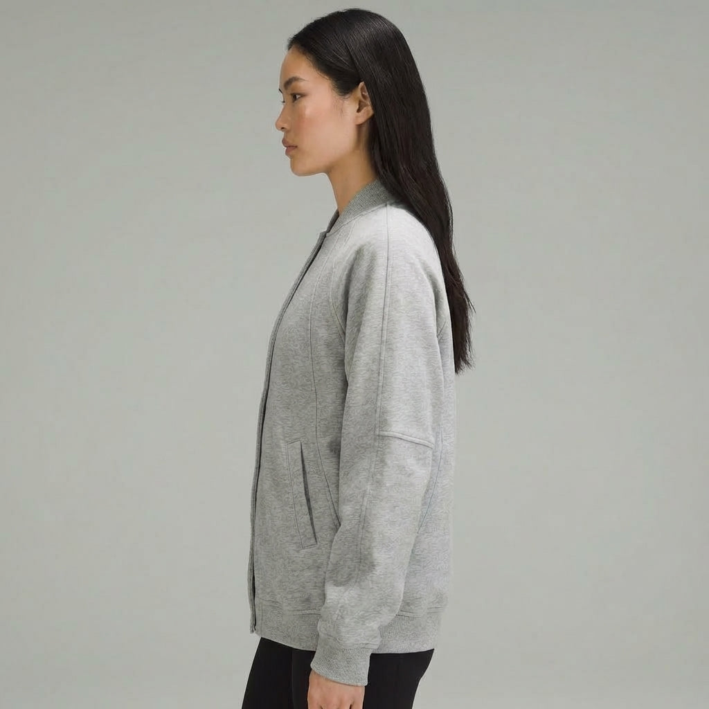 Sleek Grey Women’s Varsity Jacket