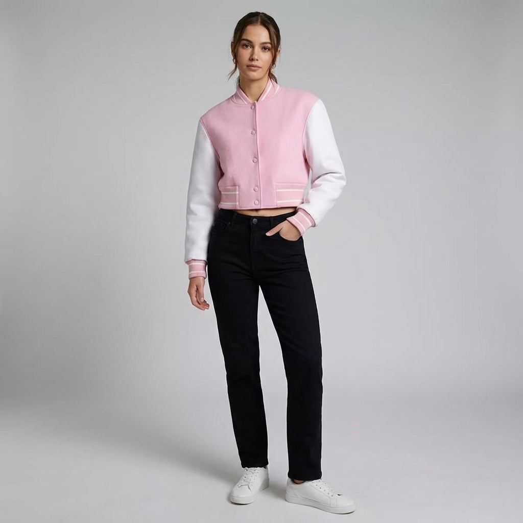 Soft Pink Luxe Women’s Varsity Jacket