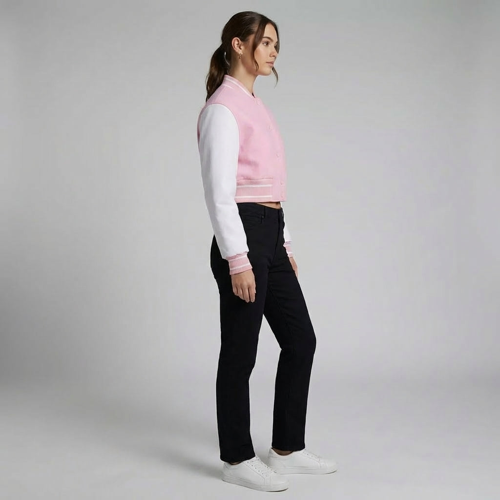 Soft Pink Luxe Women’s Varsity Jacket
