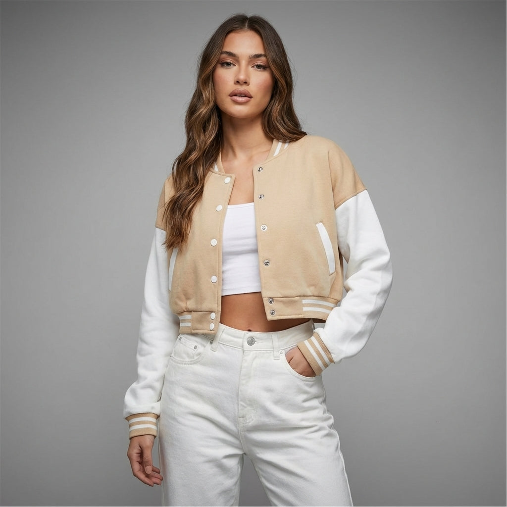 Soft Taupe Classic Women’s Varsity Jacket