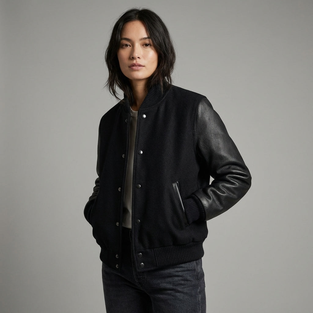 Stylish Women’s Varsity Leather Jacket