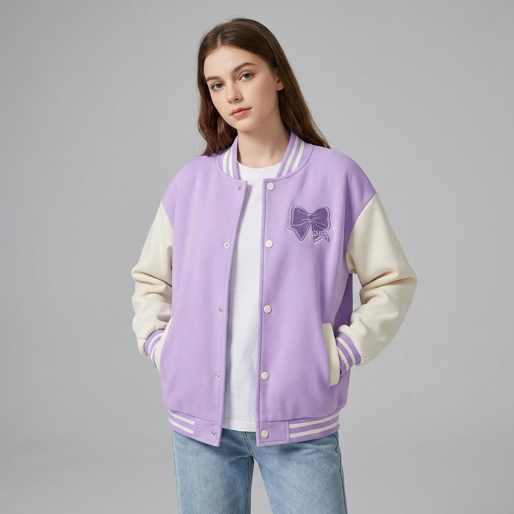Sugar Lavender Varsity Jacket