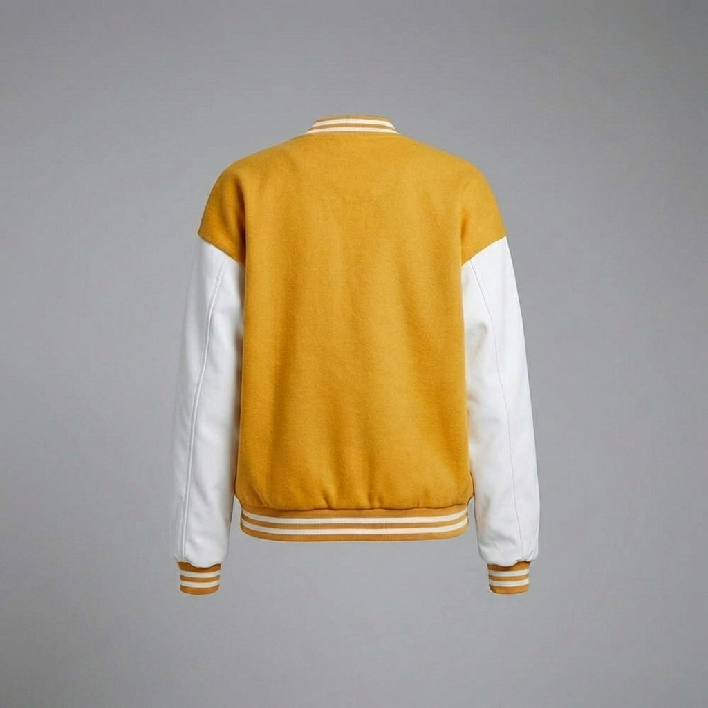 Sunny Glow Luxe Yellow Varsity Jacket