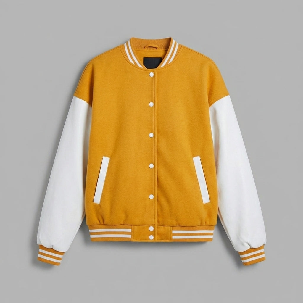 Sunny Glow Luxe Yellow Varsity Jacket