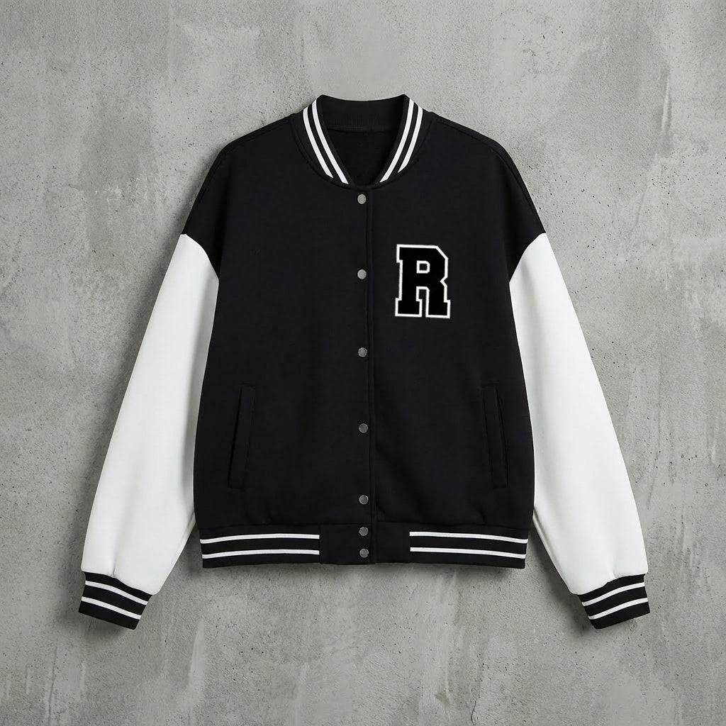 Urban Edge Black & White Women’s Varsity Jacket