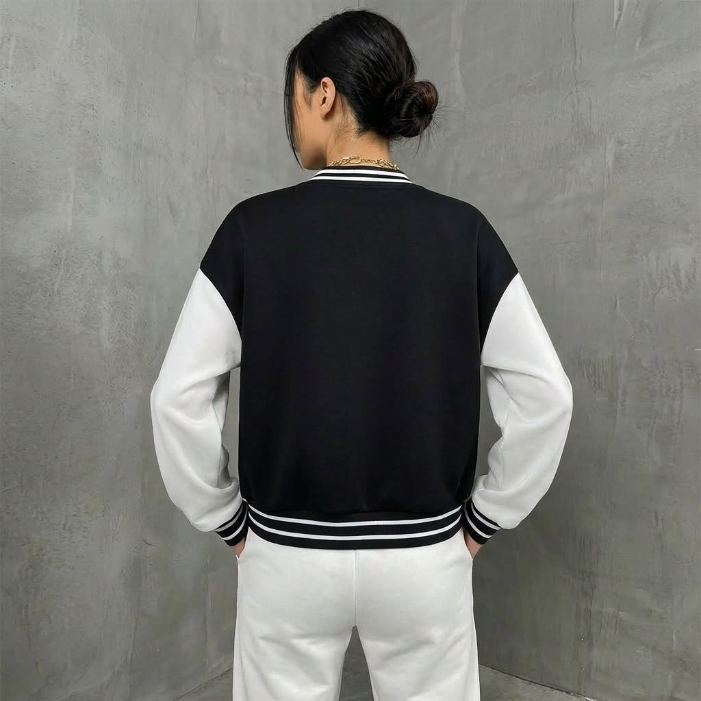 Urban Edge Black & White Women’s Varsity Jacket