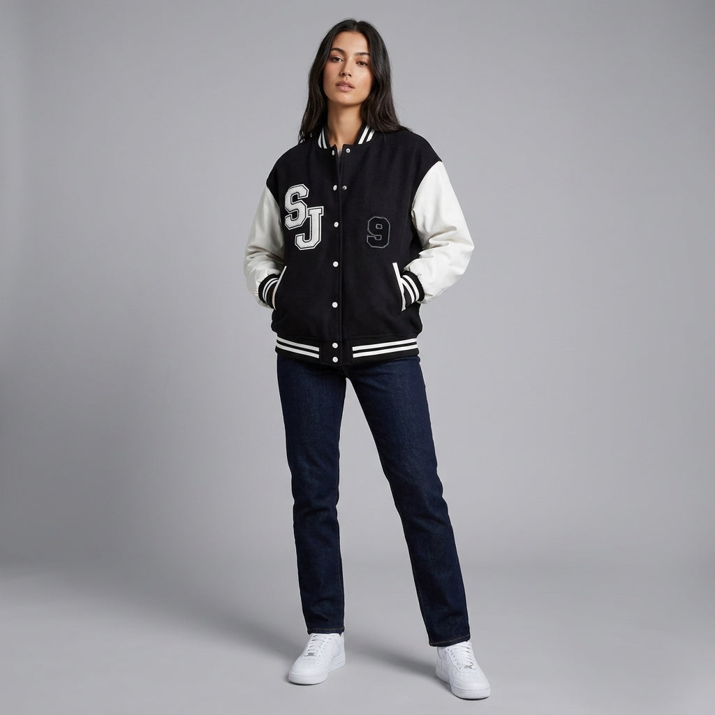 Urban Monochrome Women’s Varsity Jacket