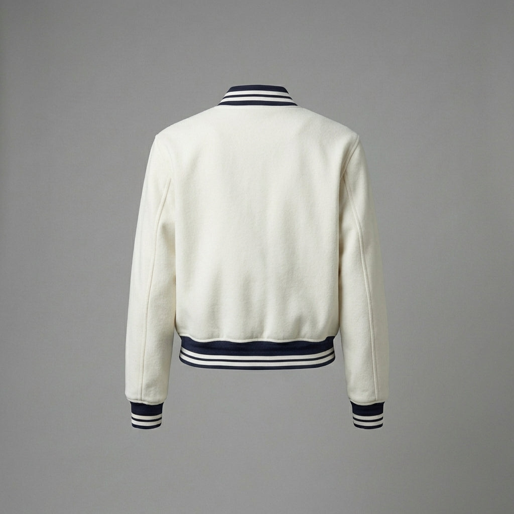 White Aura Classic Letterman Varsity Jacket