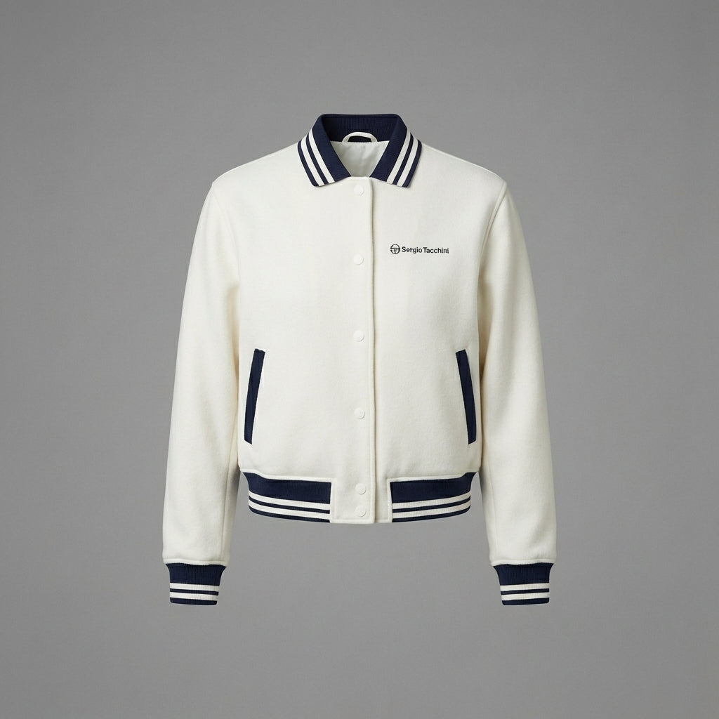 White Aura Classic Letterman Varsity Jacket
