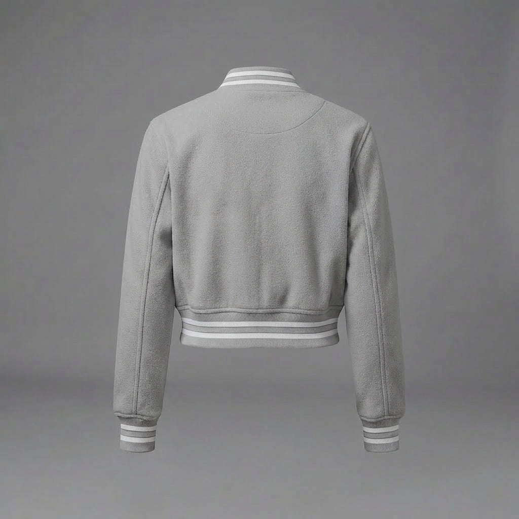 Women’s Grey Cropped Varsity Jacket
