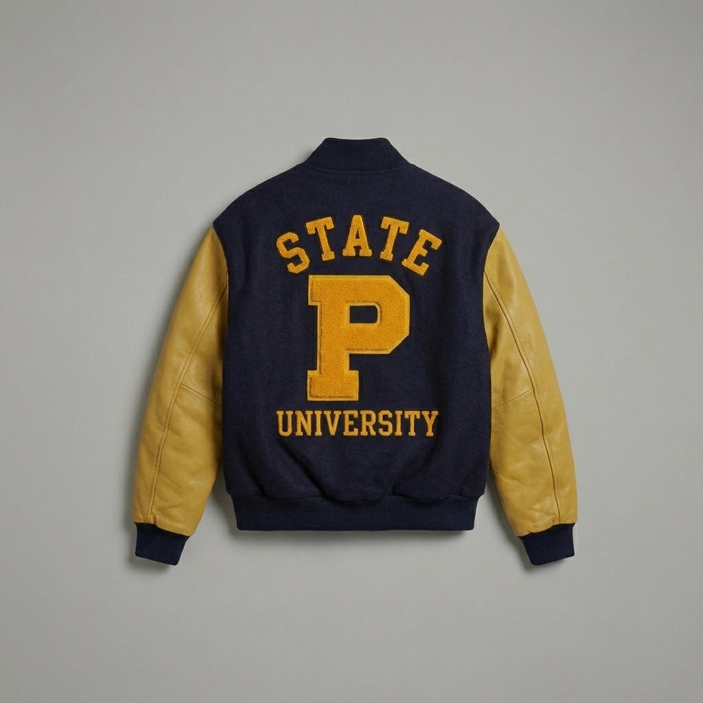 Yellow Rush Black Varsity Letterman Jacket