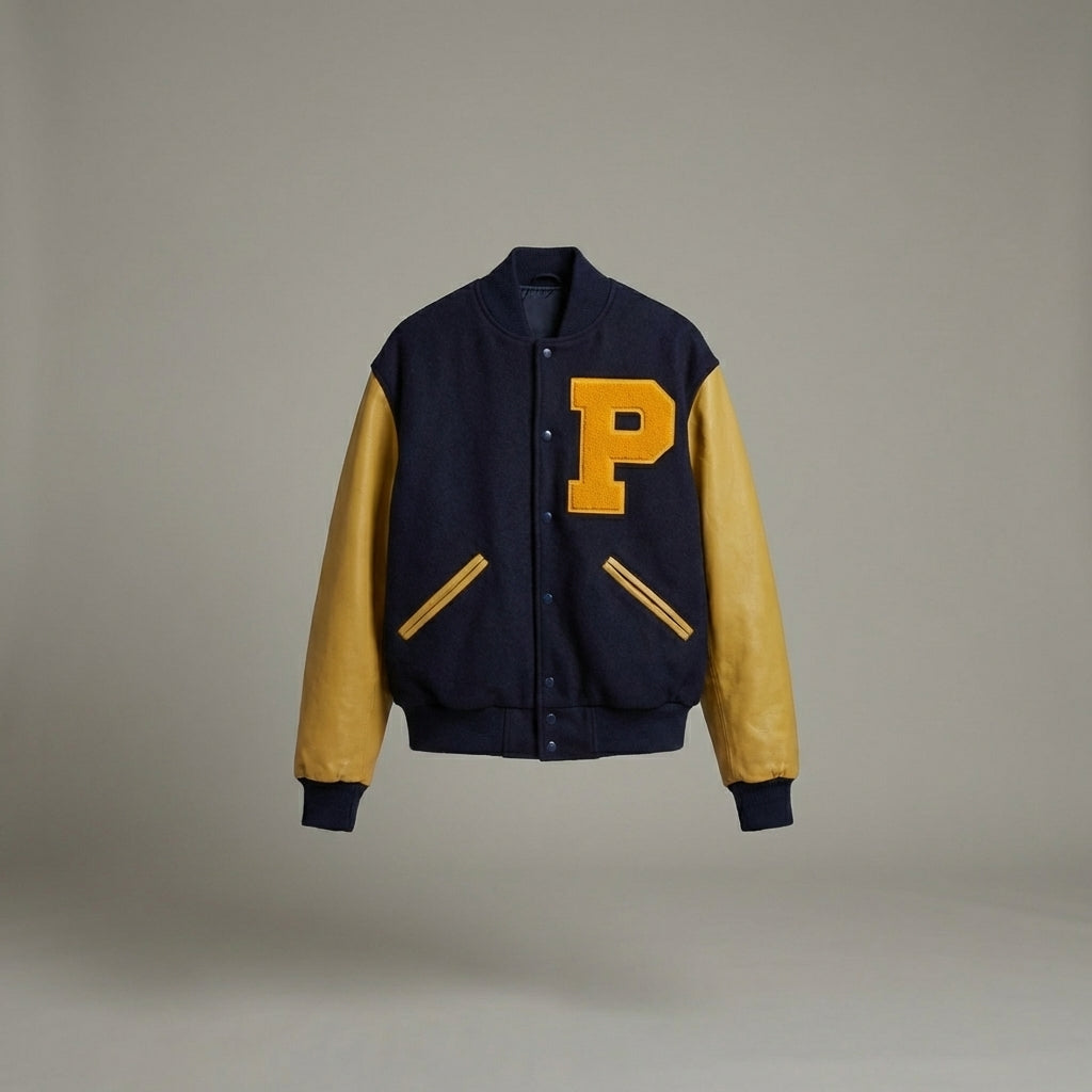 Yellow Rush Black Varsity Letterman Jacket