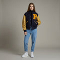 Yellow Rush Black Varsity Letterman Jacket
