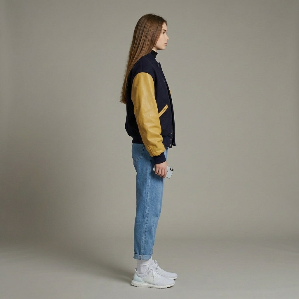 Yellow Rush Black Varsity Letterman Jacket