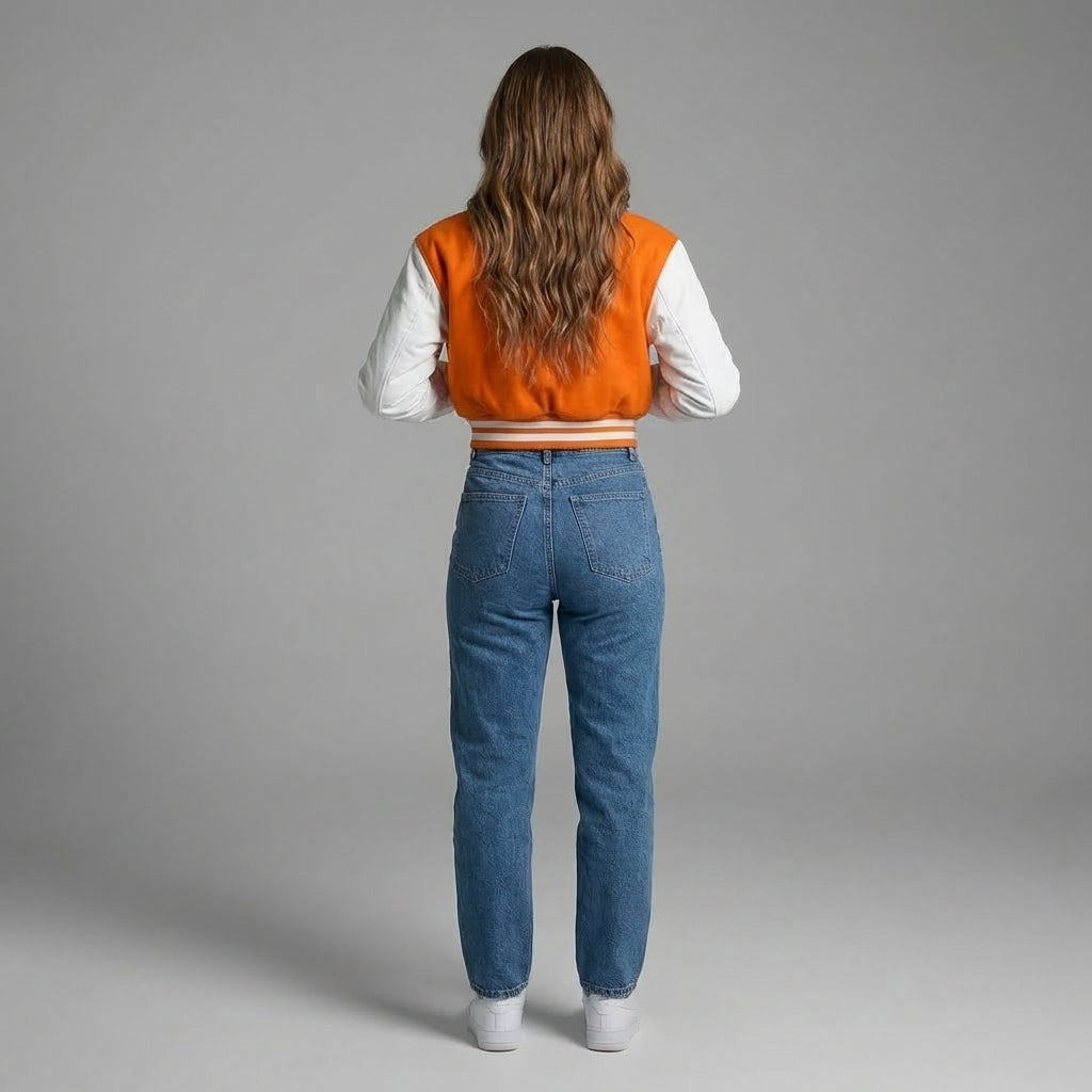 Orange & White Elite Women’s Varsity Jacket