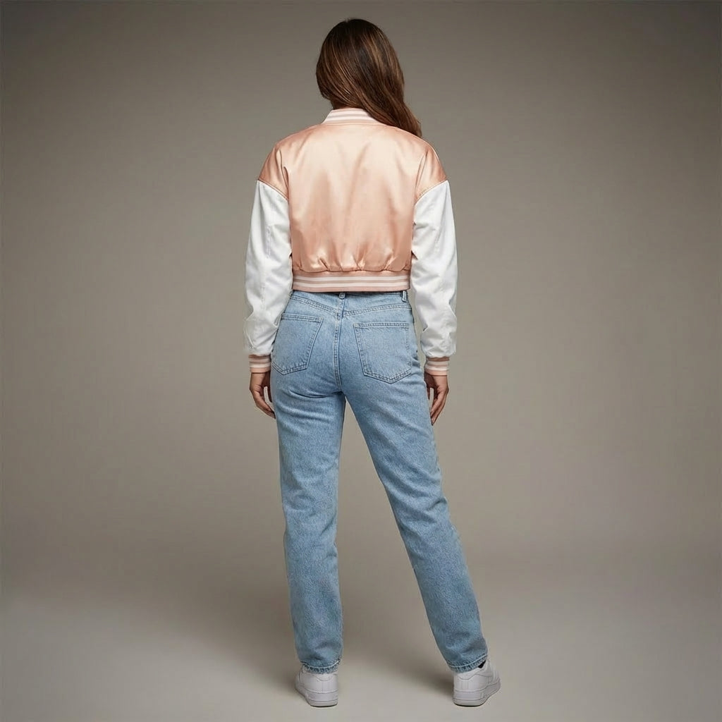 Pink & White Women’s Varsity Jacket