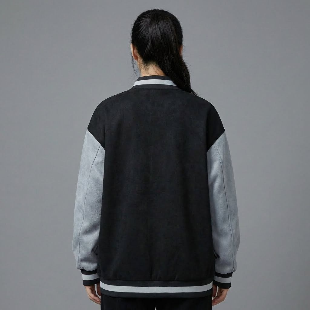 Black & Grey Women’s Varsity Bomber Jacket