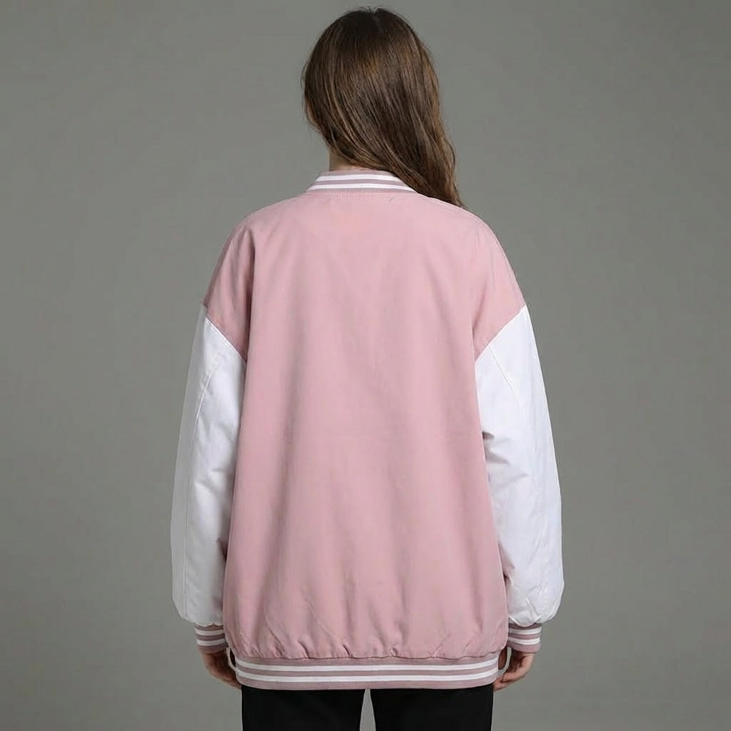Blush Pink & White Classic Varsity Jacket