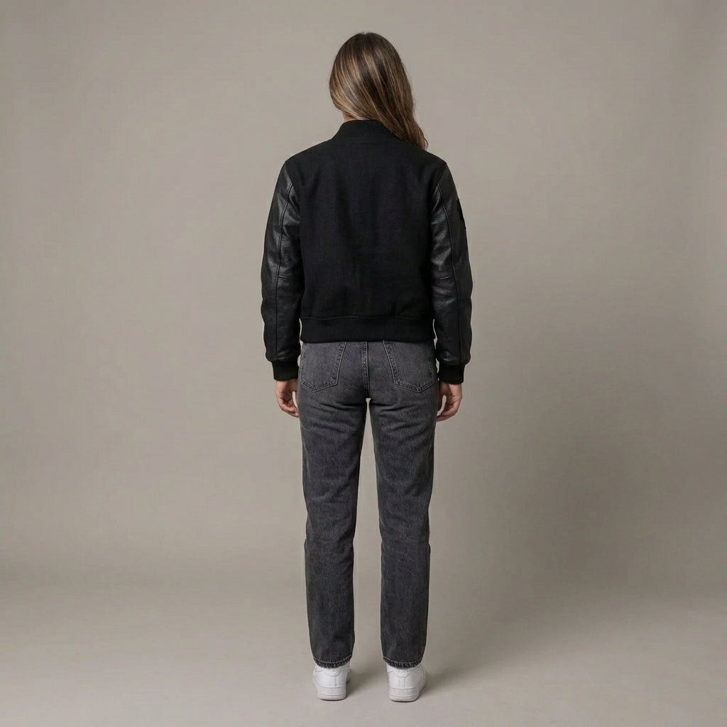 Black Fusion Women’s Classic Varsity Jacket