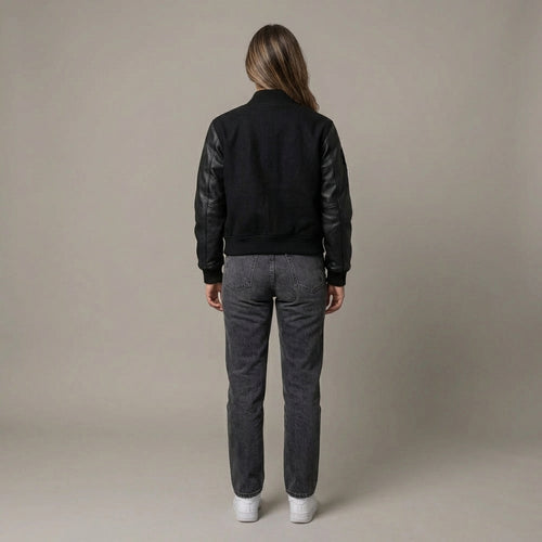 Black Fusion Women’s Classic Varsity Jacket