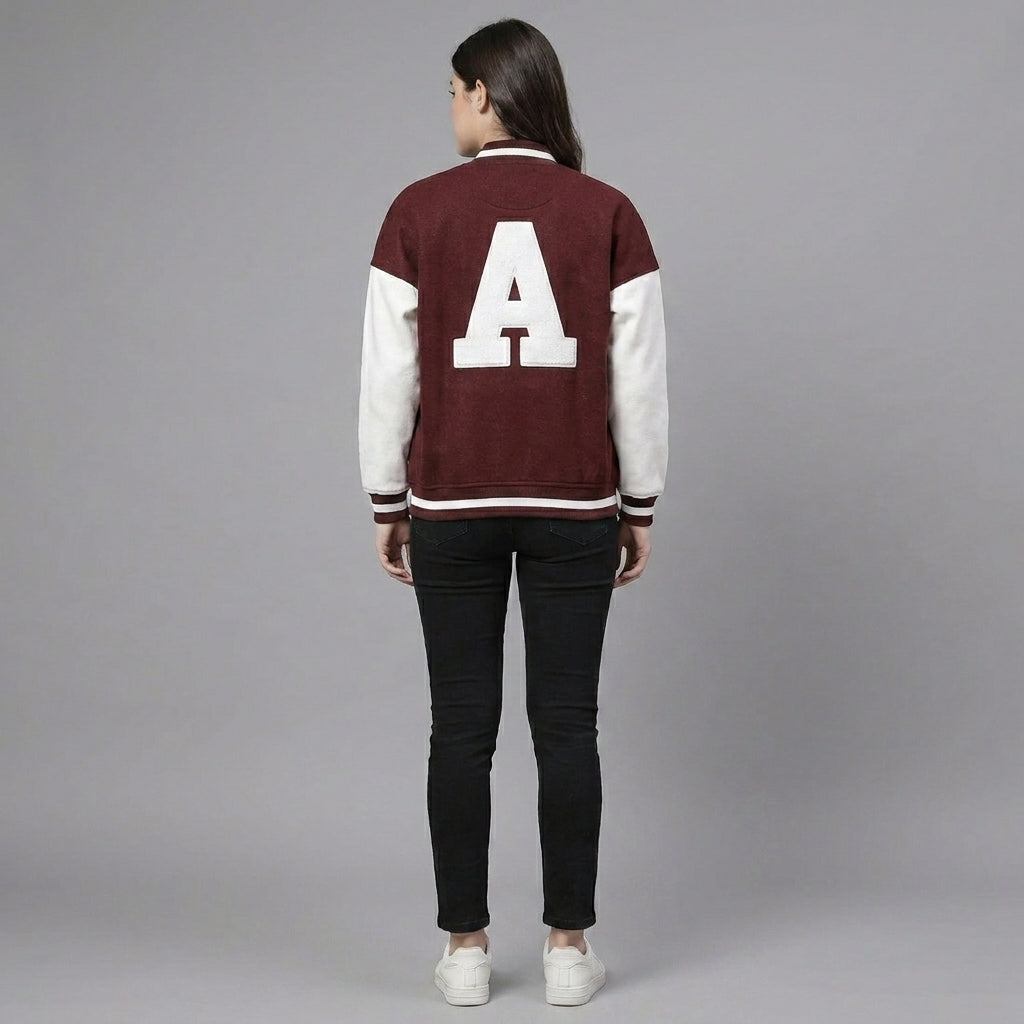Maroon & White Women’s Winter Varsity Jacket