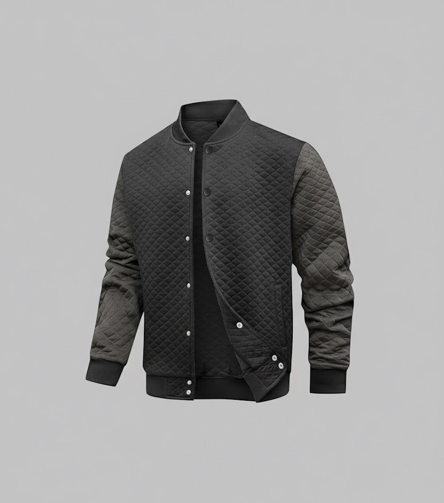 black body grey sleeves varsity jacket
